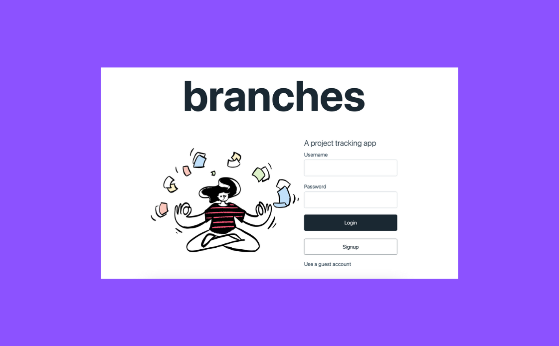 screenshot of the 'branches' app